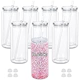 Maucircol 20 Oz Plastic Snowglobe Tumbler, 8 Pack