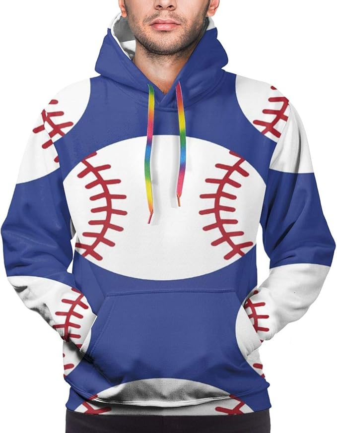 Ayt08G8 Pullover Hoodie for Men, Daily Baseball Sport Ball Fleece