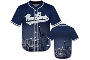 FANS4US Kids Baseball City Night Skyline Jersey Shirt Printing Apparel for Boy Girl Fans Uniform Gifts Toddler 4-7 Youth 8-20 Years