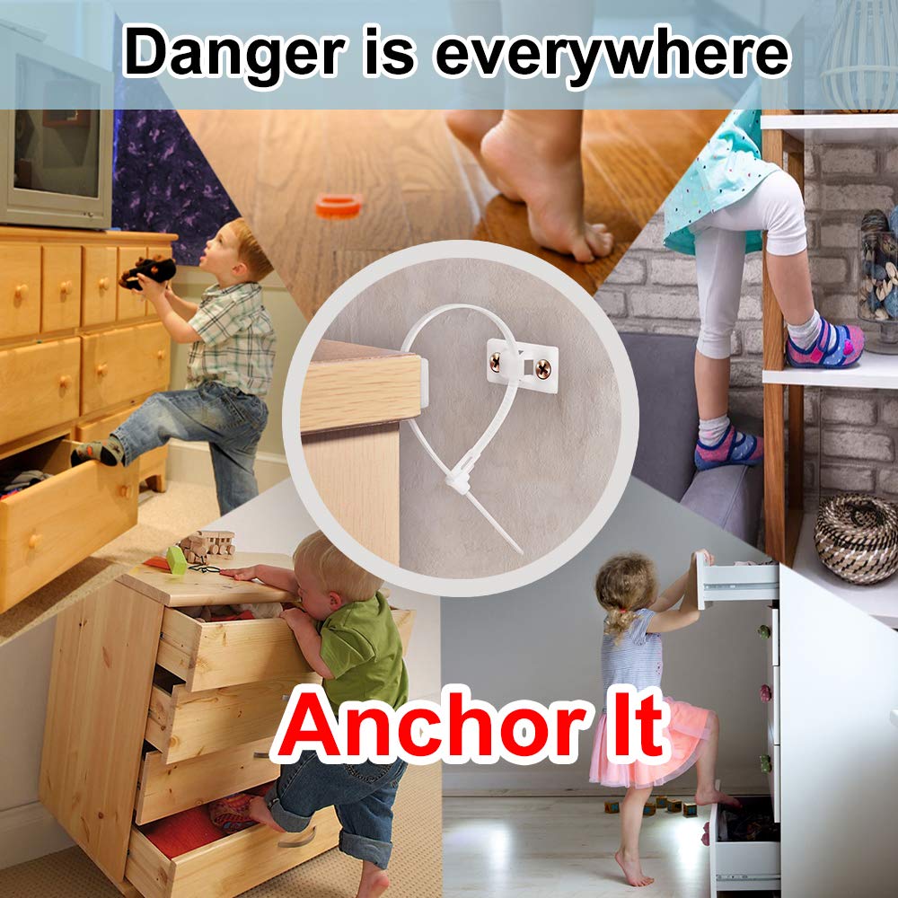 Furniture Anchors Anti Tip, Furniture Straps (10 Pack) for Baby Proofing Safety, Adjustable Anti Tip Furniture Kit, Furniture Prevention Straps Child Baby Safety Straps Earthquake Resistant : Baby