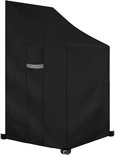 Dokon Gartenstühle Abdeckung mit Belüftungsöffnungen, Wasserdicht, Winddicht, UV-Beständiges, Schwerlast 600D Oxford Gewebe Schutzhülle für Gartenstuhl, Stapelstühle, (65x65x80/120cm) - Schwarz