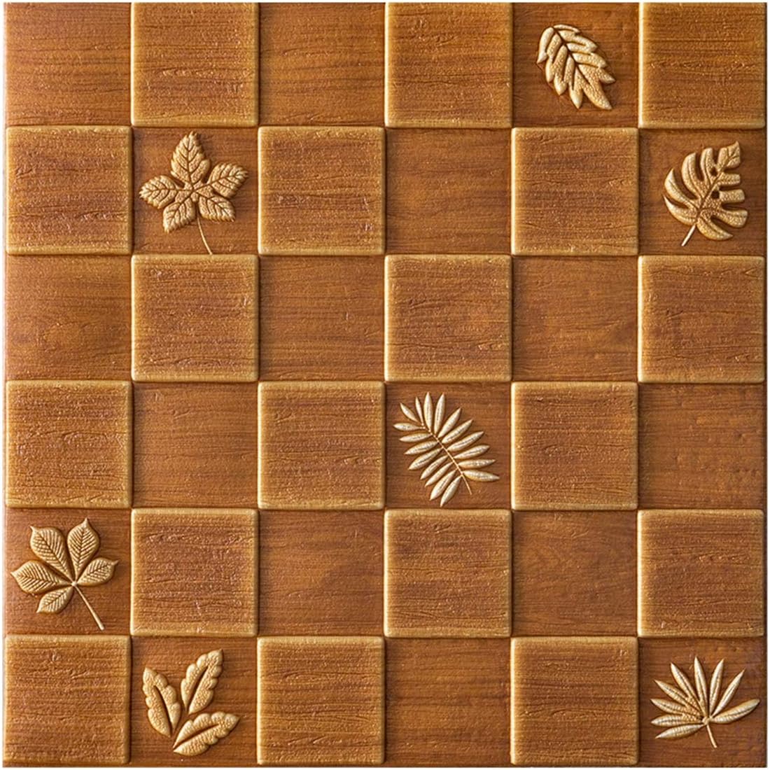 Living Room 3D Wall Stickers Decor 3D Brick Wallpaper for Living Room Bedroom Decor Self Adhesive Wall Paper Brown Wood 70cm X 70cm