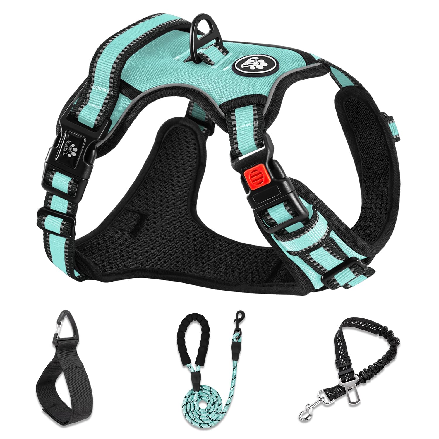 Photo 1 of NESTROAD No Pull Dog Harness,Adjustable Oxford Dog Vest Harness with Leash,Reflective No-Choke Pet Harness with Easy Control Soft Handle for Medium Dogs(Medium,Turquoise)