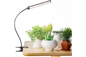 GooingTop Grow Light for Indoor Plants Growing,5000K White Full Spectrum Gooseneck Plant Lamp with Red Blue LED Clip Desk for Pot Plant Seed Starting,Dimmable with Auto Timer
