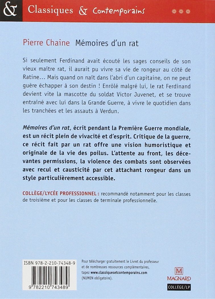 Amazon Fr Memoires D Un Rat Classiques Et Contemporains 15 Chaine Pierre Maltere Stephane Livres