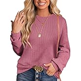 RITERA Womens Plus Size Fashion 2024 Long Sleeve Tops Crewneck Knitted Casual Loose Pullover Shirts XL-5XL
