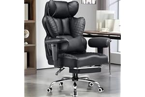 GTRACING Big and Tall Gaming Chair 400lbs Heavy Duty Office Chair with Foot Rest & Ergonomic Pocket Spring Lumbar Support, High Back 3D Saddle Shaped Cushion for Back Pain Relief, Matte-Black