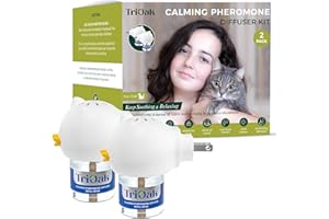 TriOak Pheromones Calming Diffuser: 2Pack Cat Calming Diffuser Starter Kit - Premium Cat Pheromones Calming Diffuser - Cat Pheromone Diffuser - Cat Pheromone Diffuser, 2Pack