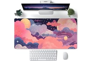 CYZFF Cute Desk Mat Kawaii Clouds Pink Purple Desk Pad Anime XXL Large Mouse Pad Big Full Desk Gaming Mousepad Laptop Computer Keyboard Mouse Mat 31.5''X 15.7'' Cute Desk Decor Desk Accessories