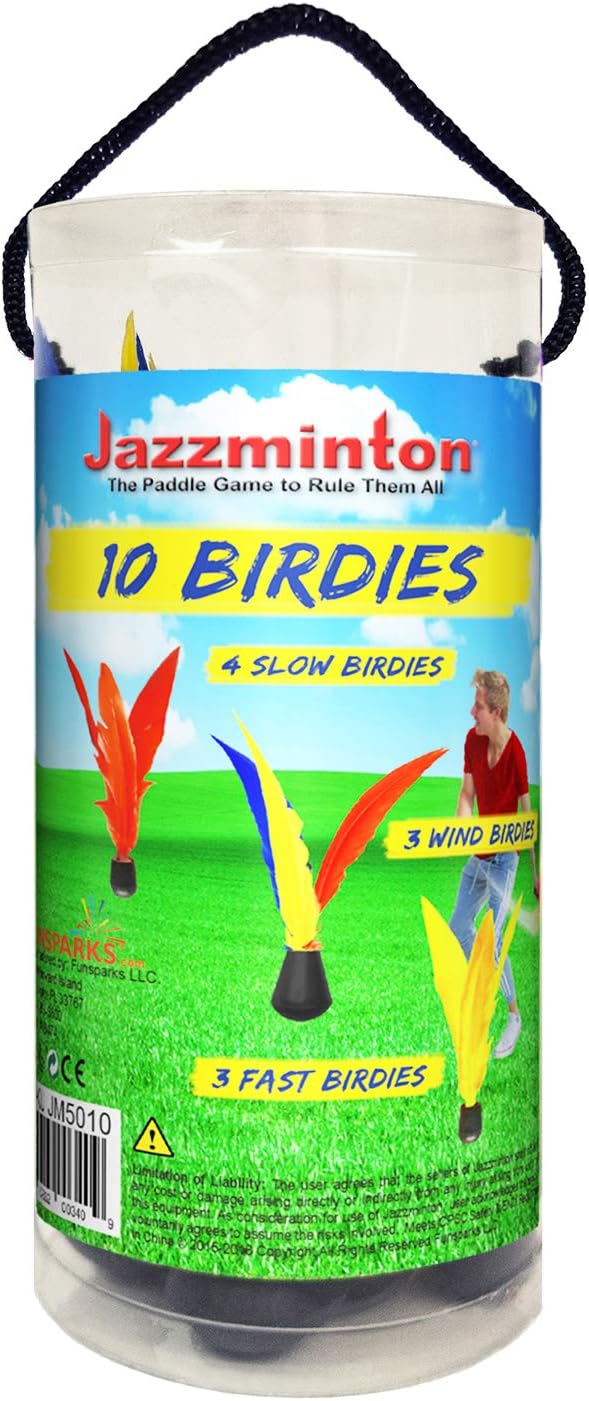 Funsparks Jazzminton 10 Replacement Birdies or Shuttlecocks for Indoor and Outdoor Game - Played at Parks, Beach, Lawn, Yard, or Tailgating : Sports & Outdoors