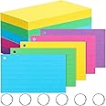 Ruled Index Cards 3x5 Inches,300 Pcs Colorful Index Cards with Ring,Heavy Note Cards,Both Sides Lined Colored Index Flashcards,Study Cards,Memo Scratch Pad for Home Office School
