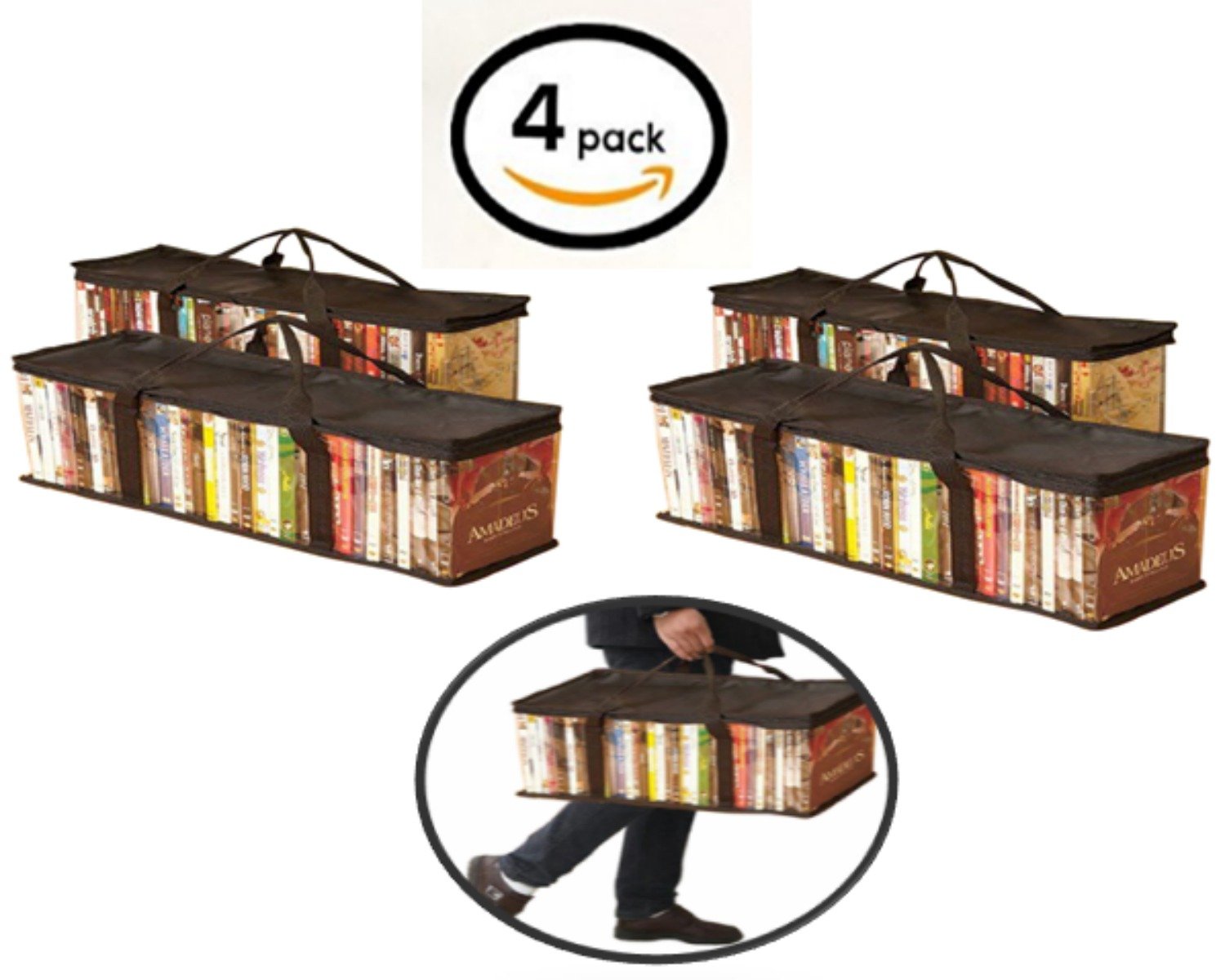 Globalis Portable DVD Storage Bag, 4Pack Stores 40 DVDs Each Bag