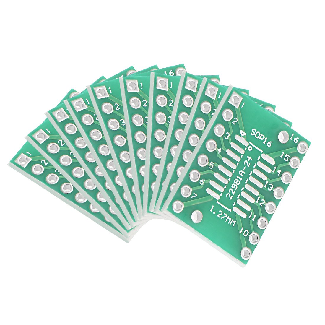 Sourcingmap SSOP 16PIN 0.65 / SOP 16PIN 1.27 to DIP Adapter PCB Board Surface Mounted Devices Converter 10pcs