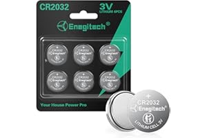 Enegitech CR2032 Lithium Coin Batteries Button 2032 3V Recommended for Use in Key Fobs, Watches, Door sensors, Calculators, Remote Controls, Thermometers, Key Finder GPS Compatible (6-Pack)