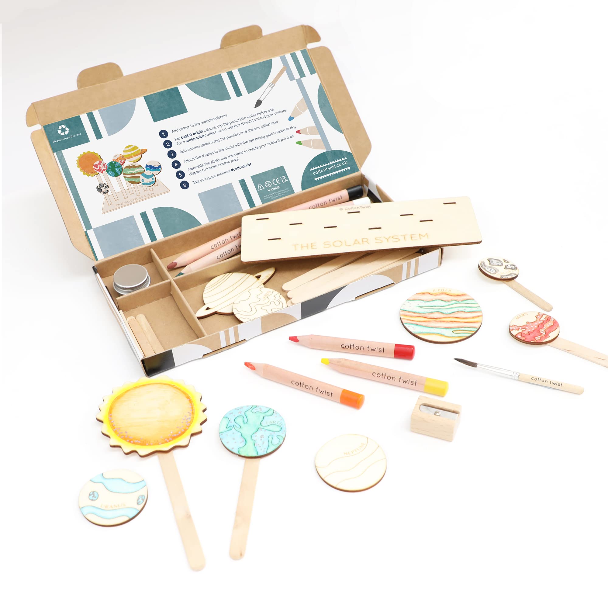 COTTON TWIST Make and Paint Solar System Craft Kit - Unisex Creative Fun Activity Box