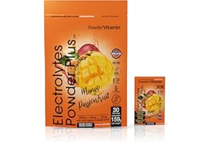 POWDERVITAMIN PowerVitamin Electrolytes Powder Packets - Mango Passionfruit - Keto Electrolytes for Daily Energy - Hydration Powder with 1000mg Potassium, 120mg Magnesium, Zero Calories - 30 Hydration Packets