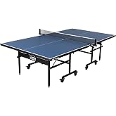 JOOLA Inside Professional MDF Indoor Ping Pong Table with Quick Clamp Table Tennis Net and Post Set - 10 Minute Easy Assembly - Tournament Quality - Foldable with Single Player Playback Mode