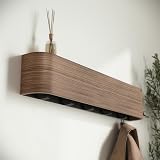 Kazai Toke Wall-Mounted Coat Rack Walnut with 5 Stainless Hooks view 7