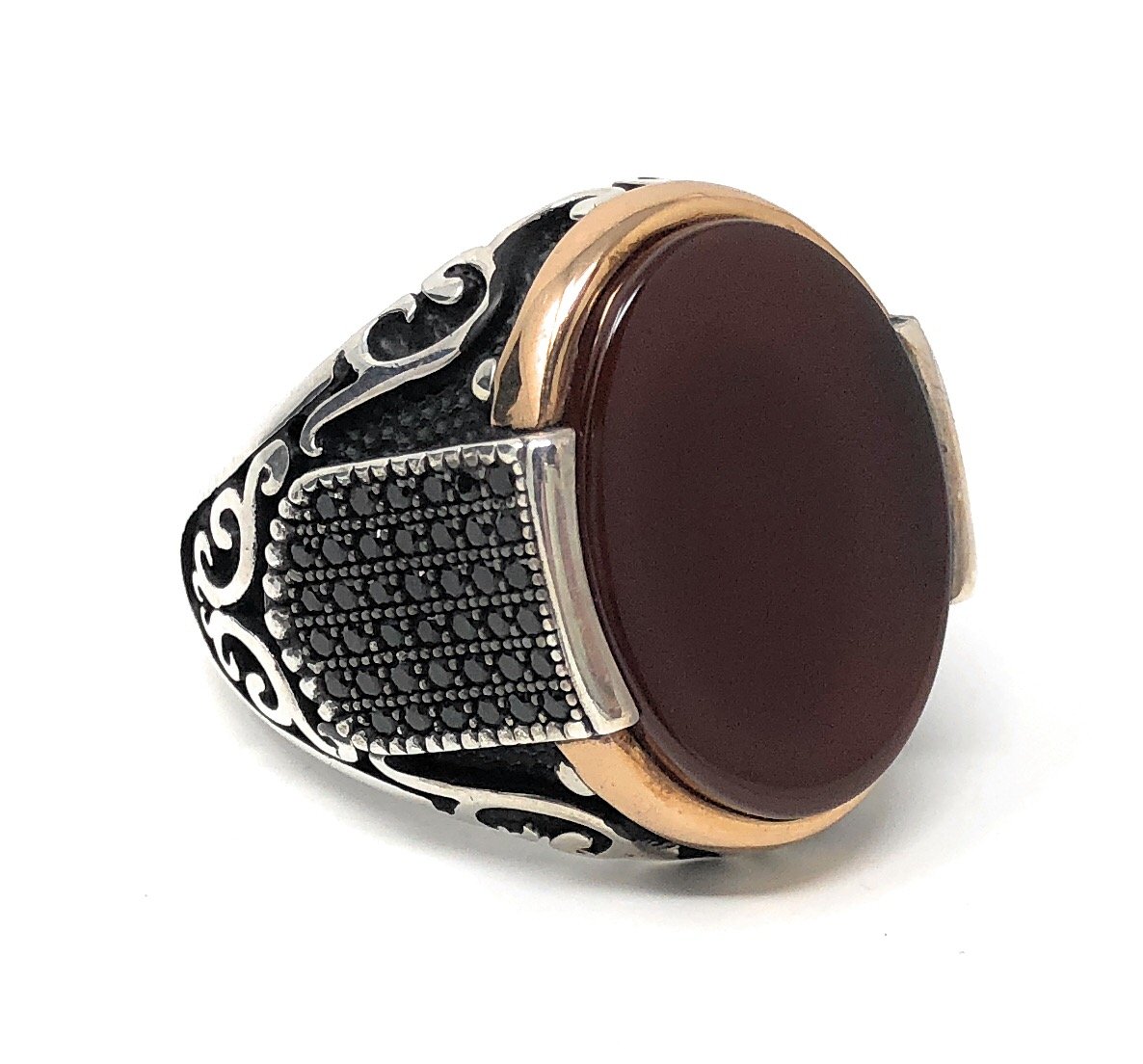 KAR New 925K Sterling Silver Red Agate