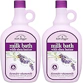 Village Naturals Bath Shoppe Moisturizing Lavender Chamomile Milk Bath - Hydrates Skin - Made with Shea Butter and Vitamin E (Pack of 2 Bottles, 28 fl oz Each)