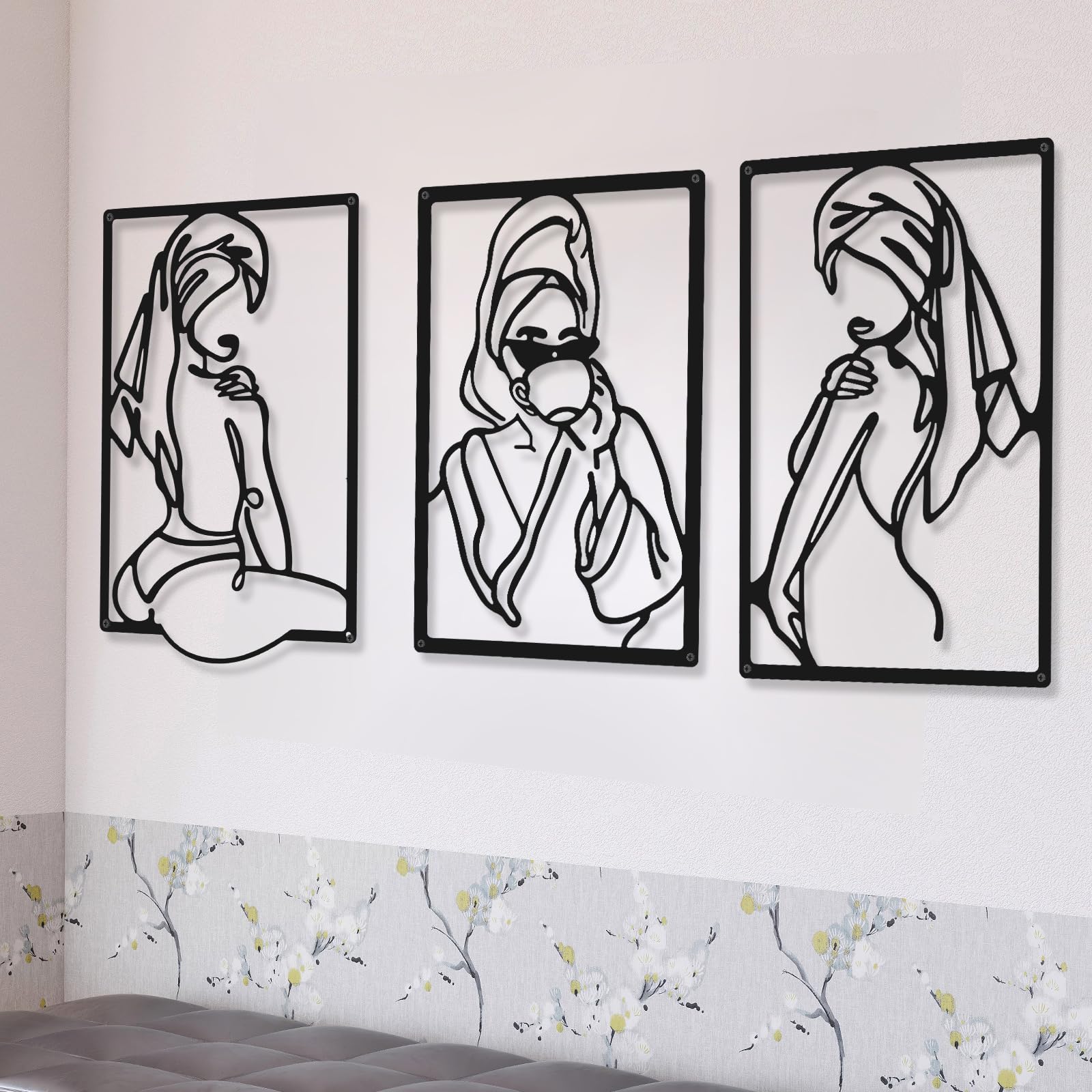 CHENGU 3 Pieces Metal Minimalist Abstract Woman Wall Art Line Drawing ...