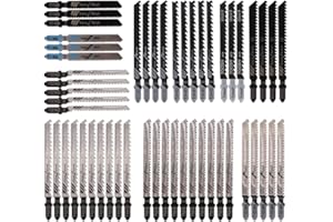 Jigsaw Blades Set 52 Piece Jig Saw Blades Set T-Shape Shank for Wood Plastic Metal Cutting Fit for HCS/HSS Replacement Jig Sa
