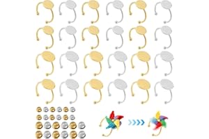 48 Pcs Blank Fidget Spinner Ring Set, 24 Pads with 24 Bearings, Adjustable Rings for Women, 2 Sizes, Stainless Steel Rings, D