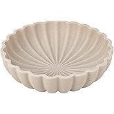L'ARL GMVOI Large Decorative Bowl - Modern Handicraft Bowls for Home Decor - Fruit Bowl for Kitchen Counter - Key Bowl for Entryway Table - Ruffle Centerpiece Bowl Decor,Artificial Stone Beige