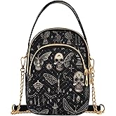 ALAZA Quilted Crossbody Bags for Women,Skull Bat Women's Crossbody Handbags Small Travel Purses Phone Bag