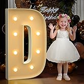 Mixifox 3FT Marquee Letters D, Large Light Up Letters 3 Feet Tall with Lights, Big Letter for Wedding, Engagement, Graduation, Birthday Party Decorations, Pre-Cut Foam Board Kit