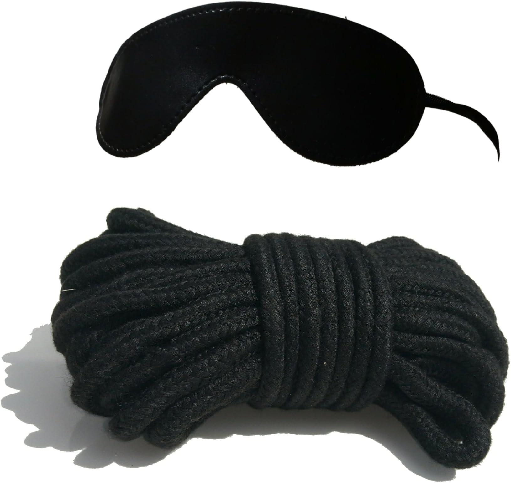 Black Soft Rope Blindfold Set 10 Meters 32ft Multi-Purpose Washable Braided Cord with Colour Matching Blindfold