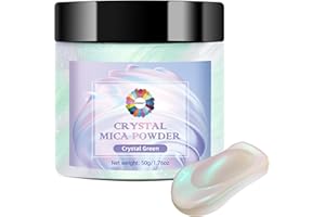 NTWJNJY Crystal Green Mica Powder for Epoxy Resin，Natural Shimmer Mica Powder Used for Coloring Resin Artwork, car Spray Paint, Candles, soap, Lip Gloss, Nail Polish(50g/1.7oz)