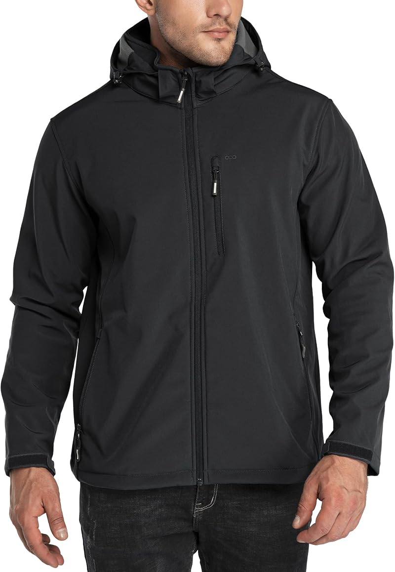 33,000ft Men’s Waterproof Softshell Jacket with Fleece Lining Black L