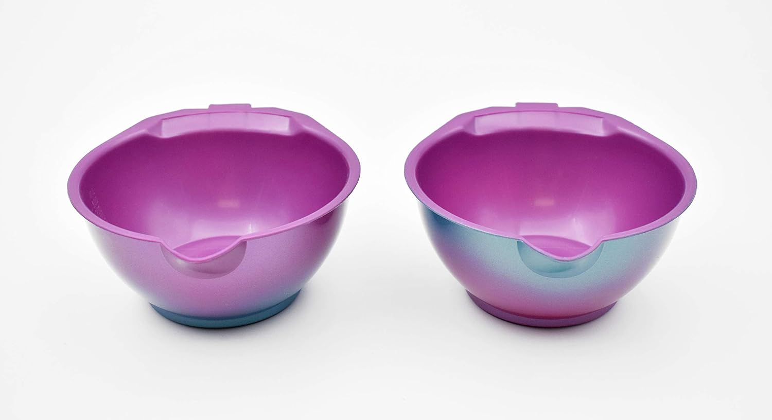 Colortrak SC Aurora Bowls, Stackable Color Bowls With Non-Slip Rubber Bottom, Easy-Pour Spout Lip, Shimmer Gradient Design, Color Grid With Milliliter Measurements, 2 Bowls : Beauty