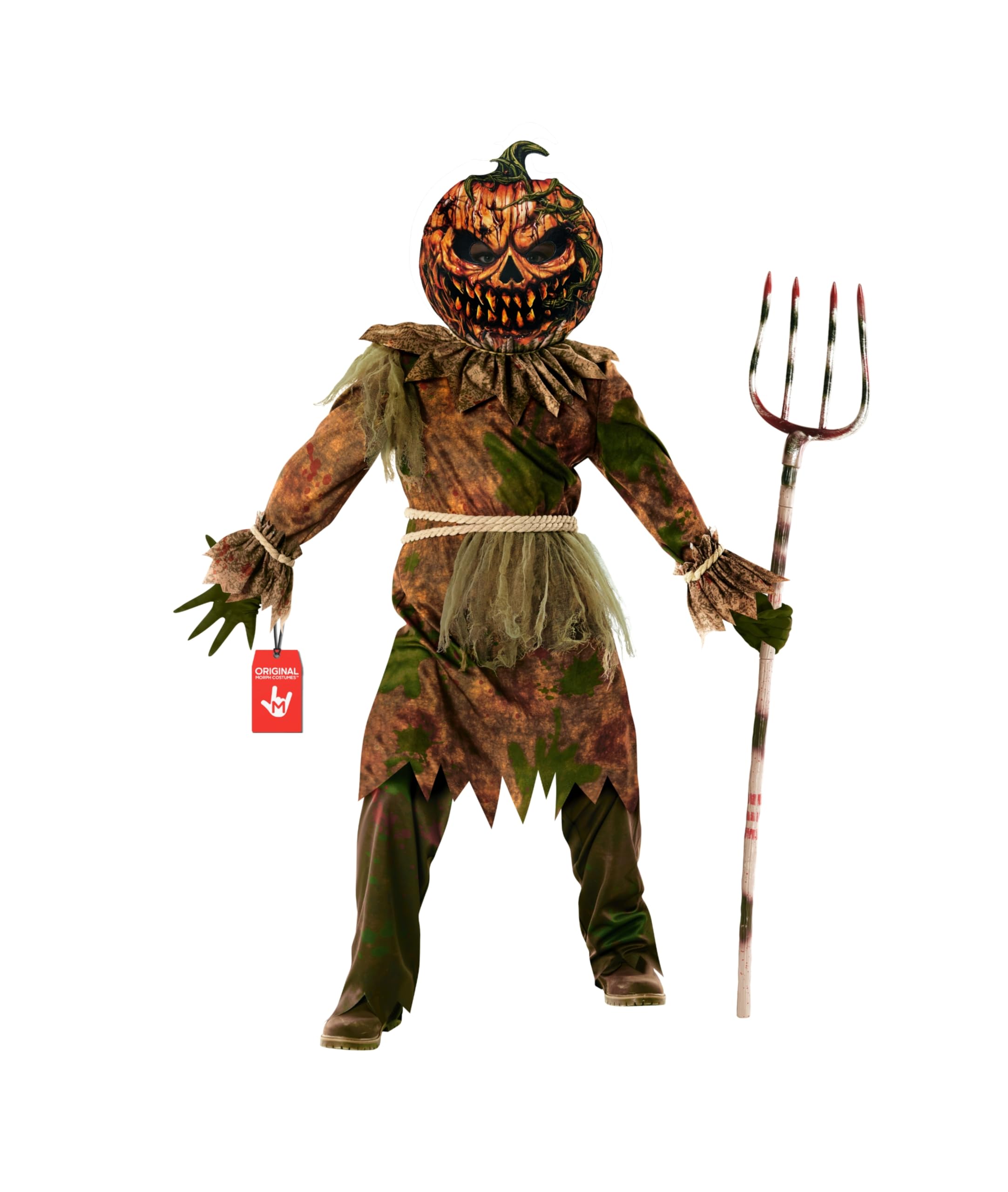 Morph Scary Pumpkin Costume For Boys | Halloween Costumes For Kids | Grim Reaper Pumpkin Outfit, X-Large