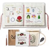 TenDawn Embroidery Stitch Book Kit for Beginners, 32 Essential Stitches | Structured Learning Order for Adults, DIY Sewing Kit with Floral Motifs, Practice Patterns