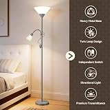 INMOZATA Mother and Child Floor Lamp Uplighter Dual Switch Silver 175cm view 3