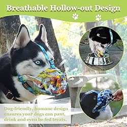 Dog Muzzle, Printed Basket Muzzle for Small Medium