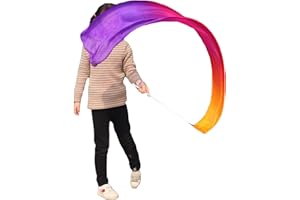 Winged Sirenny Youth Silk Ribbon Dancer Wand, Church Worship & Praise Adoration Dance Flag Banner, Juggling Play Silk Streamer with Rods.