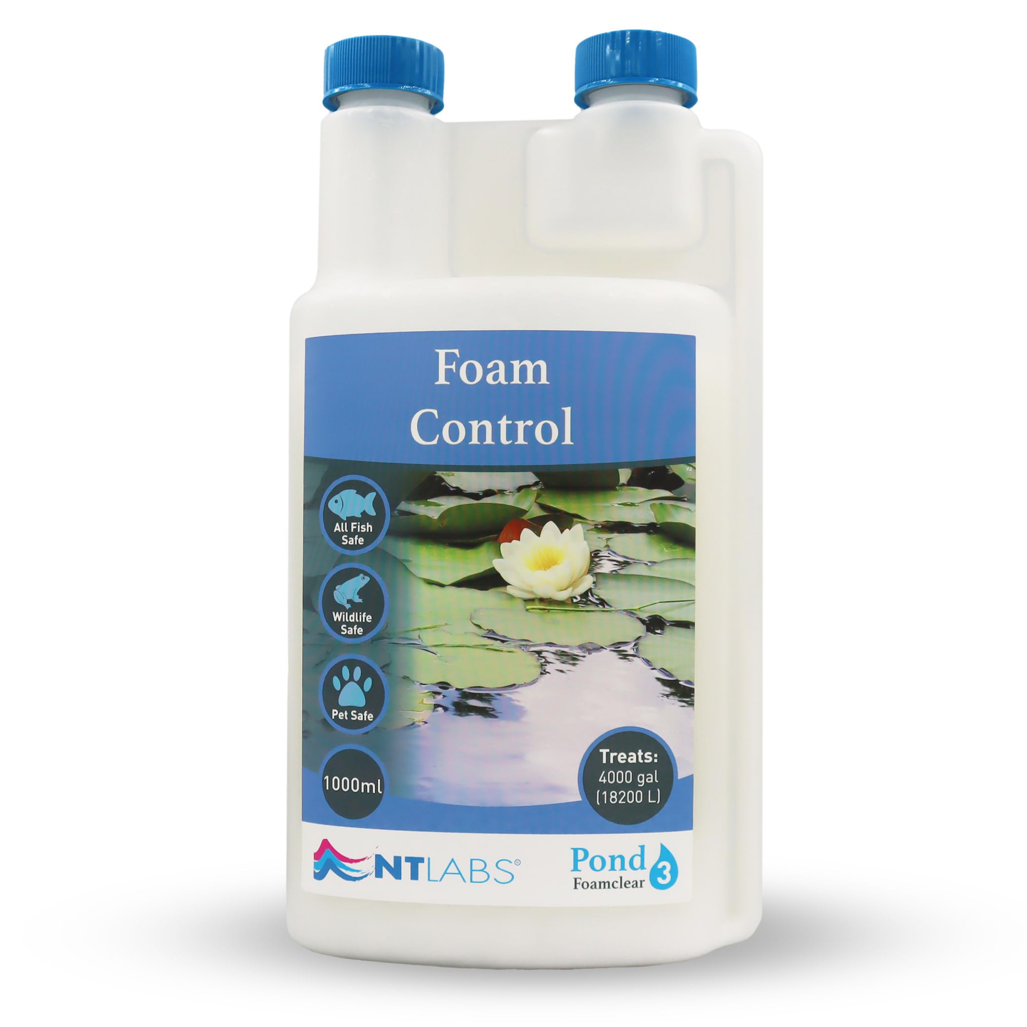 NT Labs Pond Foamclear, Pond Foam Control Water Treatment, Breaks Down Pond Water Froth, Controls Excess Protein in Pond Water, Helps Maintain the Correct pH (1000ml - Treats 18,200L)