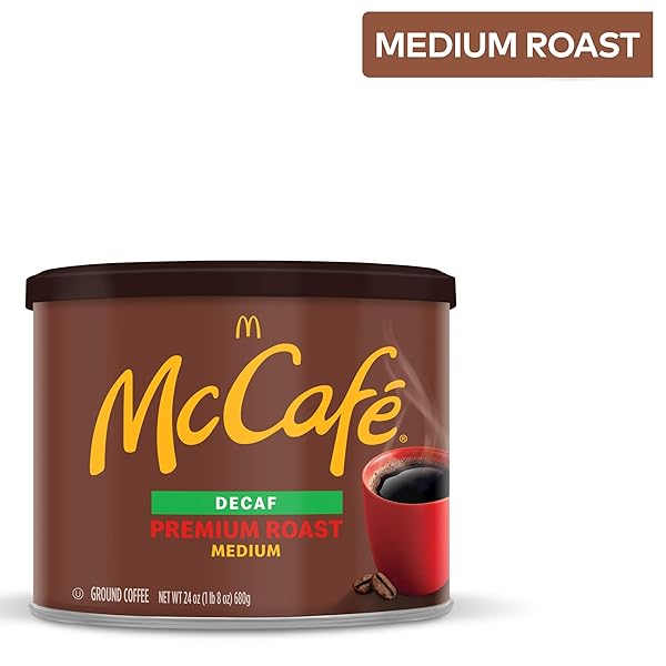 MCCAFE PREMIUM ROAST DECAF, MEDIUM ROAST GROUND COFFEE, 24 OZ CANISTER