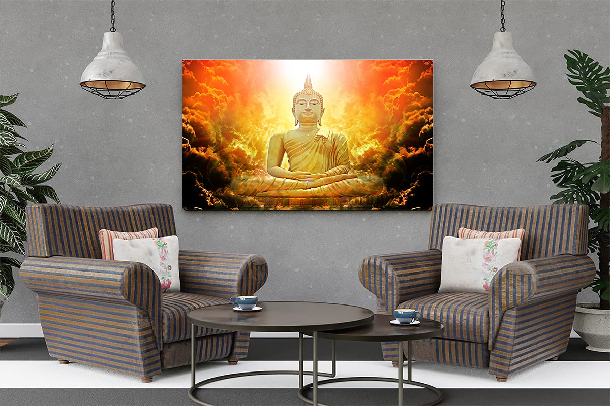 Decor Design 3D Wall Sticker of Gautam Buddha in Sun Rays for Living