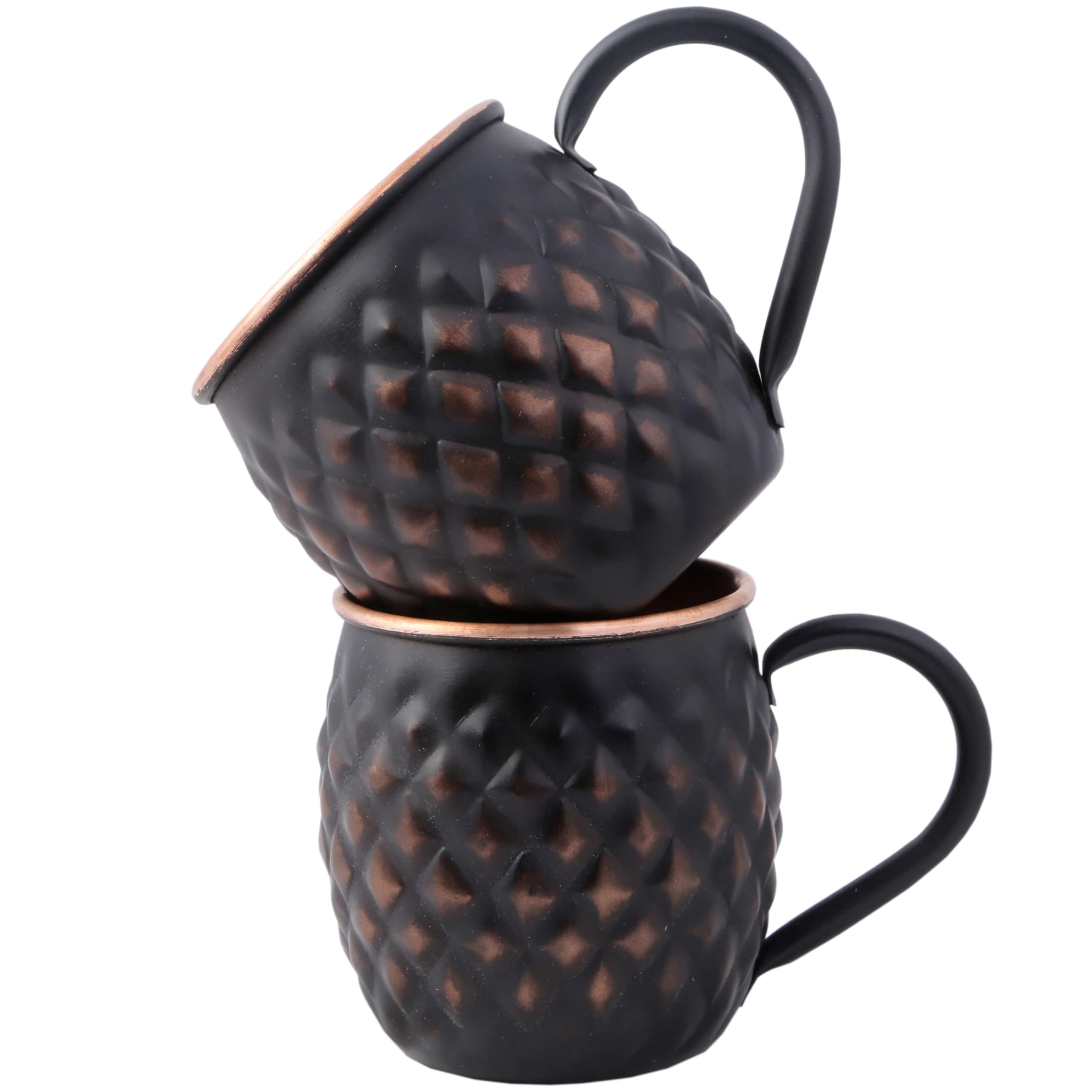 Staglife 16 Oz Rustic Black Copper Cups Moscow Mule Mugs, 100% Genuine Pure Solid Copper Cup for Drinking Moscow Mules Real Solid Copper Mug Set of 2 Gifts for Him, Unlined