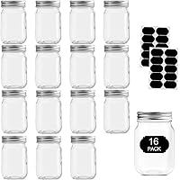 Glass Jars With Lids 12 oz, Mason Jars For Pickles And Kitchen Storage, Canning Jars Regular Mouth Spice Jars With…