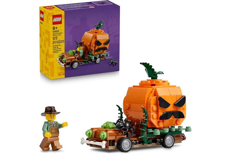 LEGO Jack-O'-Lantern Pickup Truck 40822 | Building Toys for Boys & Girls, Ages 8+, Halloween Decor & Craft, 177 pieces, Gift for Kids