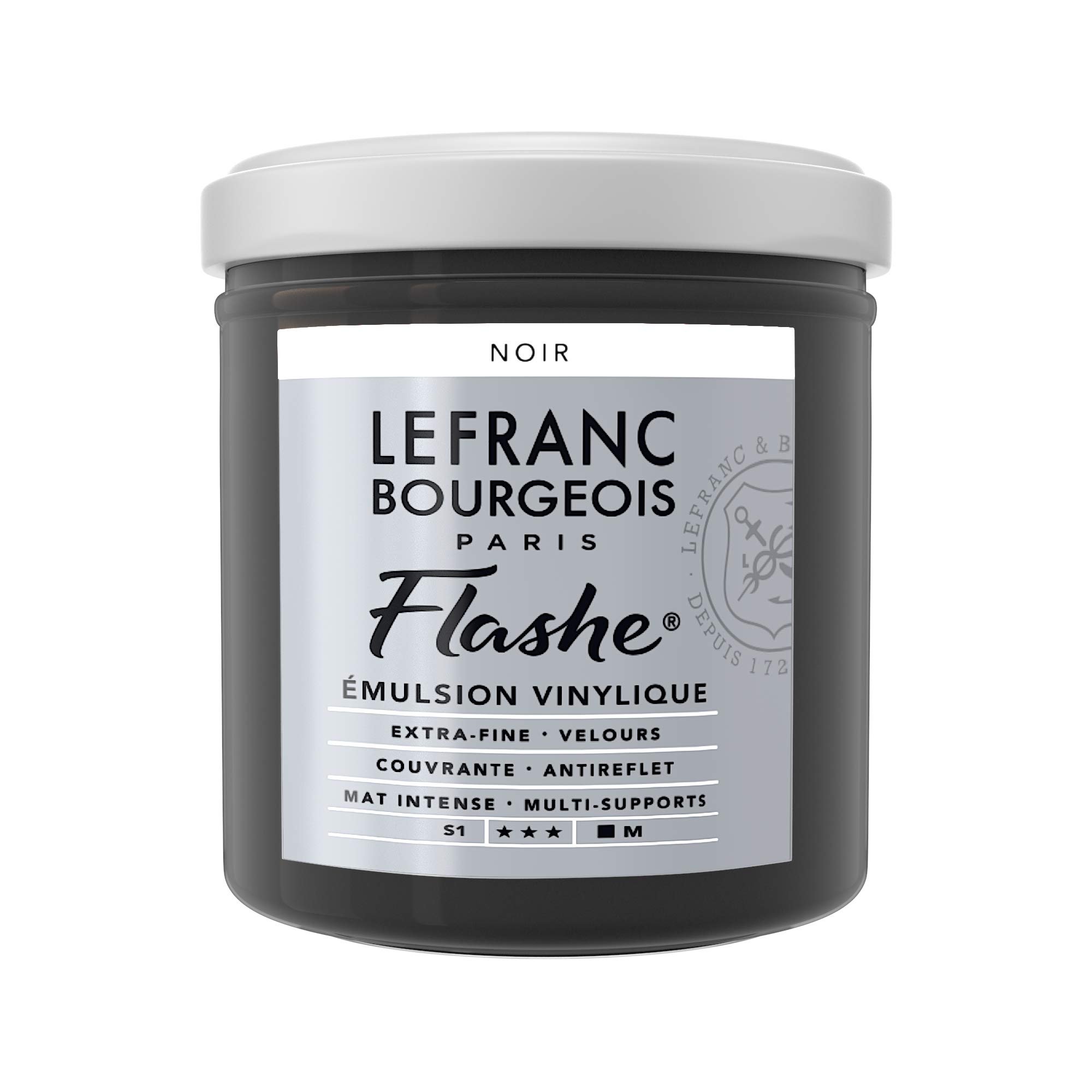 Lefranc Bourgeois Flashe, Extra-Fine Acrylic Vinyl Emulsion, Artists Quality, Black, 125ml Pot — image 1