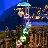 Solar Moroccan Ball Gifts for Mom Grandma Girls, Color Changing Christmas Solar Wind Chimes for Outside, Outdoor Decorative Mobile Lights for Garden, Yard, Patio, Window, Party.