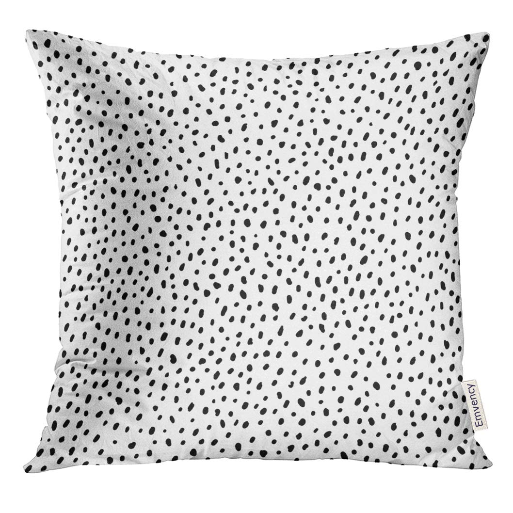 VANMI Throw Pillow Cover Spot Polka Dot Simple Structure Abstract with Many Scattered Pieces Black and White Design for Scatter Decorative Pillow Case Home Decor Square 20x20 Inches Pillowcase
