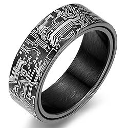 Adreamz 8mm Computer Circuit Board Pattern Ring
