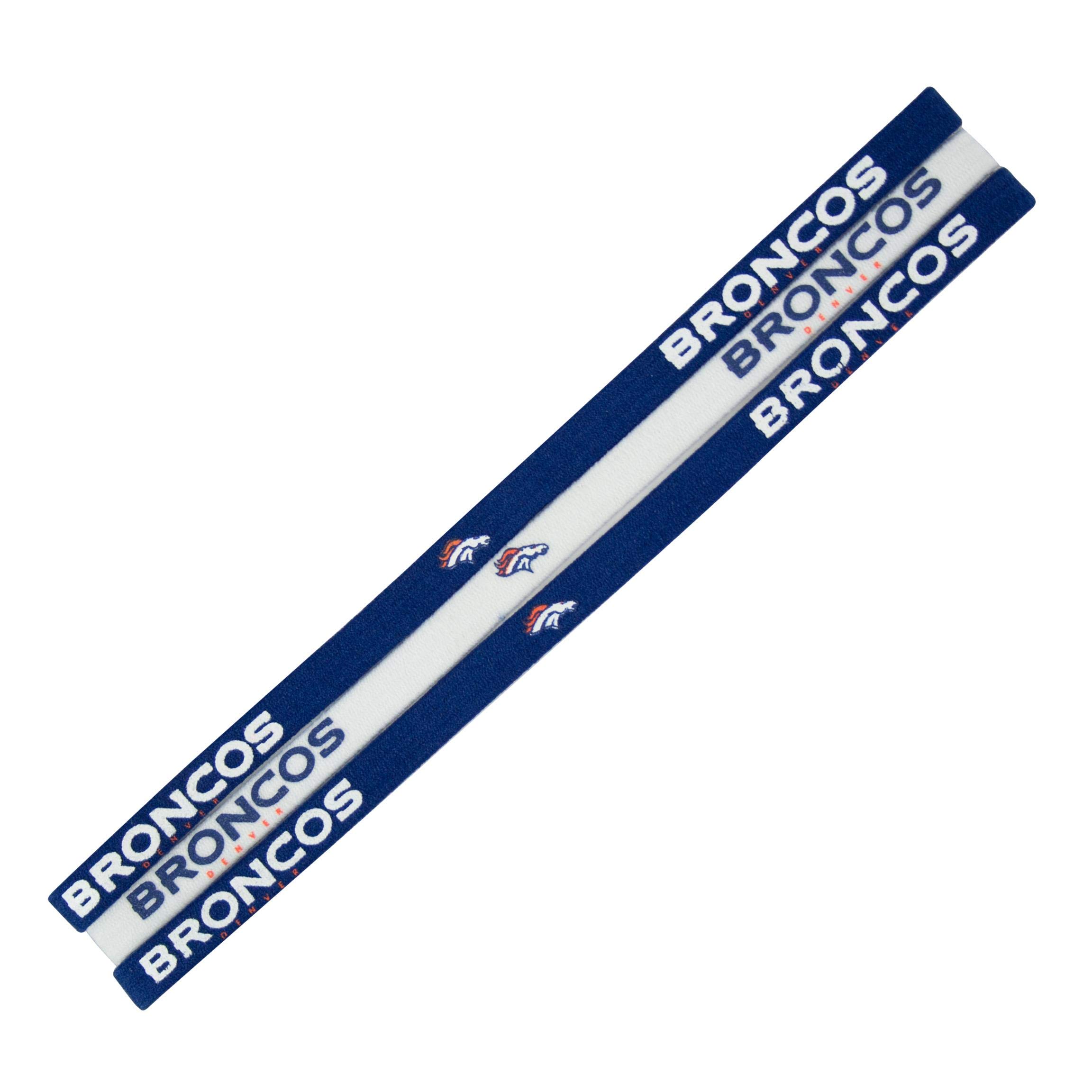 Little Earth NFL Denver Broncos Elastic Headband - 3 Pack - Unisex Adults - Team Color - Polyester - HAIRBAND